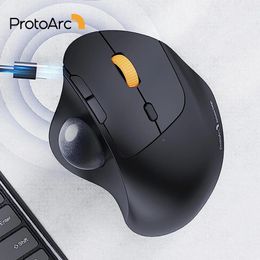 ProtoArc Wireless Trackball Mouse 2.4g Ergonomic Rollerball Mouse Rechargeable Bluetooth Computer Mice 3 Device Connection 240527