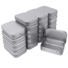 Storage Boxes & Bins 24 Metal Rectangar Empty Hinged Tins Box Containers Mini Portable Small Kit Home Organiser 3.75 By 2.45 Drop Deli Dhadi