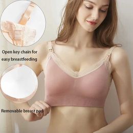 BLNS Maternity Intimates Wireless front opening care bra soft lace breathable seamless pregnant woman breast feeding support d240527