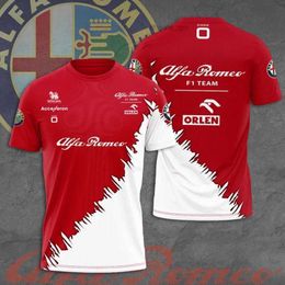 Cycling Shirts Tops Alpha Romeo F1 Team Test 2024 Summer Round Neck T-shirt Mens Outdoor Sports Quick Dry Breathable Short Sleeve