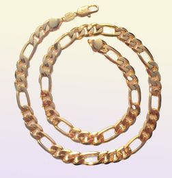 MENS NECKLACE 10MM STAMP 18 K SOLID GOLD FINISH PREMIUM QUALITY FIGARO LINK CHAIN FINE228g5713318