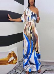 Casual Dresses Sexy One Shoulder Fashion Elegant Evening Party Maxi Dress 2021 Summer Formal Robe Femme9262189