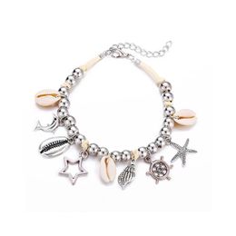 20st/Lot Wholesale Europe och USA: s populära smycken gränsöverskridande New Fashion Personality Creative Conch Shell Beach Anklet