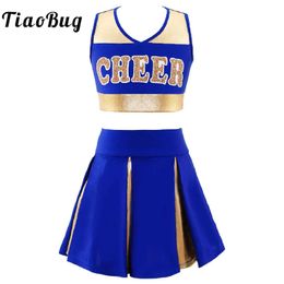 Dancewear Kids Cheerleader Costume School Girls Cheer Leader Uniform Outfit Carnival Party Cosplay Dress Up Cheerleading Clothes Dancewear Y240524