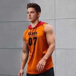 Men's Tank Tops 2024 New Mens Sleeveless Hoodie Bottom Sweatshirt Fashion Casual Loose Hoodie Running Fitness Mens Tank Top Y240522