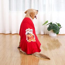 Dog Apparel Red Two-legged Firewood Golden Hair Chinese Year Clothes For Large And Medium-sized Dogs
