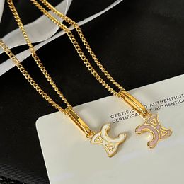 Diamond Letter Pendants Designer Necklaces 18K Gold Plated Copper Necklace Chains Women Girls Valentines Engagement Brand Jewellery Gifts