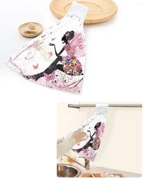 Towel Cartoon Butterfly Flower Fairy Girl Pink White Hand Towels Home Kitchen Bathroom Hanging Dishcloths Absorbent Custom Wipe