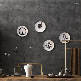 Decorative Figurines Chinese Zen Ceramic Hanging Plate Wall Decoration Restaurant Living Room Painting Circular