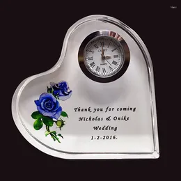 Party Favor 50 Pcs/lot Customized Image Printing Personality Crystal Glass Heart Shape Wedding Clock Gifts