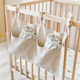 Bedding Accessories Diaper Crib Organizer Wipes Toys Teethers Linen Hanging Storage Bag Pacifiers Baby Bed Double Pockets 248E