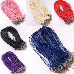 100Pcs lot Leather Chains necklace Pendant Charms With Lobster Clasp DIY Jewelry Making Findings String Cord 1 5 mm 266L