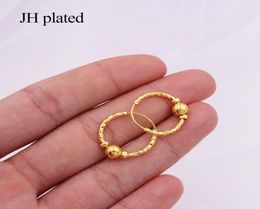 Earrings 24K Gold Colour round Hoop Earrings for Women Girls Jewellery African Wedding gifts S Arabia hoops pircing earings3850254