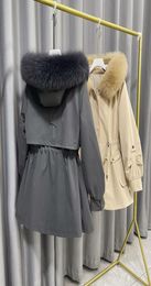 OftBuy 2021 Nuova giacca inverno Parka Women Women Real Rabbit Furer Coat staccabile Collaro per vex naturale con cappuccio calda streetwear7944914