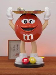 Decorative Figurines Cartoon M&ms Statue M Bean Figurine Table Ornament Large Capacity Storage Tray Chocolate Beans Nordic Sculpture Home