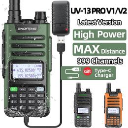 BaoFeng UV-13 V2 High Power Dual Band Walkie Talkie Type C Charger 16 KM Long Range UV13 Transceiver Ham Two Way Radio 240430