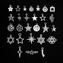 40pcs 27 Style Antique Star Charms Pentagram Pendants For DIY Bracelets Jewellery Making Findings Accessories Wholesale Bulk Items