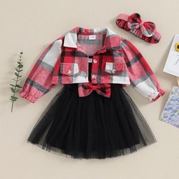 Clothing Sets Toddler Infant Baby Girl 3Pcs Fall Outfits Sleeveless Tulle Dress Princess Skirt Crop Jacket Shirt Coat Headband Set