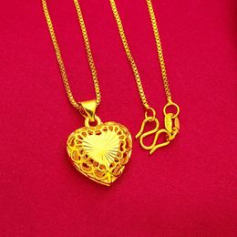 Copy Real Gold 18K Colour GirlS Heart Necklace WomenS Double-Sided Sand Gold Love Heart Necklace Heart Necklace Double-Sid 240527
