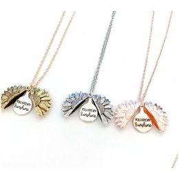 Pendant Necklaces Personalised You Are My Sunshine Friends Bitches Valentine Necklace Antique Gold Sunflower Locket For Women Drop D Dh8Tp