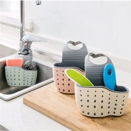 Kitchen Storage Sink Soap Sponge Holder Utensils Organiser Bag Adjustable Snap Shelf Bathroom Hanging Drain Basket Accessories