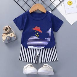 Clothing Sets Summer Baby Clothes Cartoon T-shirt Two-piece Set For Casual Boys And Girls Home Children's Short Sleeved