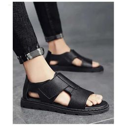 Summer Toe Leather Sandals Men's Open Casual Soft Bottom Non Slip Breathable Were Resistant Fashionabl de3