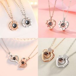 Fashion Necklace Designer Jewelry Sailormoon JunKang New Rose 100 Languages I Love You Projection Pendant Romantic Memory Wedding Collarbone chain