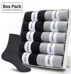 10 Pairs Box Pack Business Men Bamboo Socks High Quality New Classic Long Socks For Summer Winter Mens Dress Sock Size US 6128975088