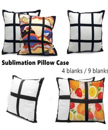 Sublimation blank pillow case black grid woven Polyester pillow cover heat transfer throw sofa pillowcases Z119876665