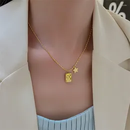 Chains Personality Titanium Steel Necklace Women Do Not Fade Colour Niche Jewellery Ins Wind Plated 18k Gold Square Card Checkerboard