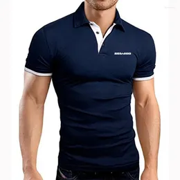 Men's Polos 2024 Summer Trendy Sea Doo Seadoo Moto Logo Print Solid Colour Lapel Collar Slim Fit Short Sleeve Cotton Polo Shirt