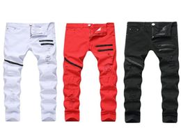 Mens Designer Jeans Fashion Street Style Washed Ripped Holes Pencil Pants Long Trousers Hommes Pantalones Designer Pants for Men3564360
