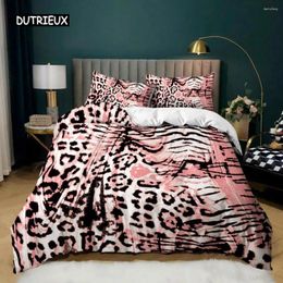 Bedding Sets Leopard Print Duvet Cover Pink Cheetah Set Wild Animal Theme Comforter For Girl Teens Microfiber Quilt