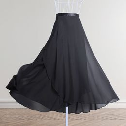 Adults Long Chiffon Ballet Skirts Women Lyrical Soft Ballet Dress Black Burgundy Dance Costumes 282j