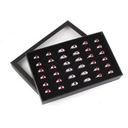 Storage Boxes & Bins Black Velvet Ring Display Box Transparent Window Show Cover 36 Slots Earring Jewellery Holder Organiser 298B