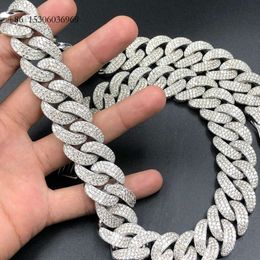 Fashion Jewelry 25Mm Iced Out Hip Hop Moissanite Round Cut Sier Miami Cuban Link Chain