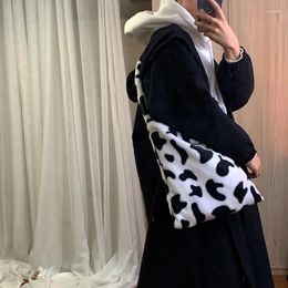 Bag Soft Plush Women Messenger Bags Vintage Cow Pattern Ladies Shoulder Crossbody Winter Lovely Casual Tote Handbags