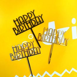 2020 Ins Fashion Happy Birthday Acrylic Cake Topper Baby Shower Acrylic Cupcake Topper For Kids Birthday Party Cake Decorations 2378