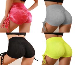 Women Yoga Shorts Jacquard Bubble Sweatpants Fitness Breathable Hip Lift Sexy Mid Pants With Pocket LGB9623357