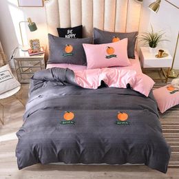 Bedding Sets Orange Grey Pattern Girl Boy Kid Bed Cover Set Duvet Adult Child Sheets And Pillowcases Comforter 61071