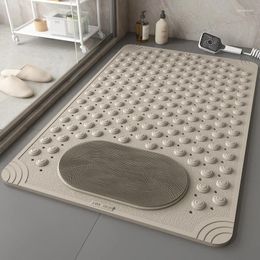 Bath Mats Non-Slip Bathtub Mat PVC Safety Shower With Drain Hole Floor Massage Feet Easy To Clean Bathroom Carpet Rug
