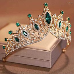 Headwear Hair Accessories Hair Clips Itacazzo Bridal Headwear Green-Colour Ladies Exquisite Dazzling Party Crown Luxurious Birthday Tiaras