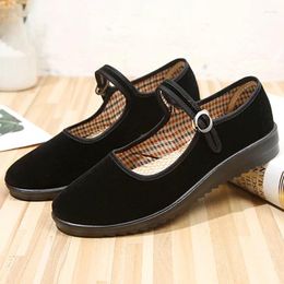 Casual Shoes Chinese Old Beijing Cloth Women Flats Massage El Work Mom Canvas Ancient Drama Performance Props Black