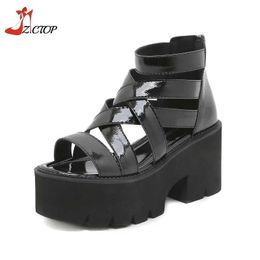 Dress Shoes Summer Platform Gladiator Sandals Womens Open High Heels Thick Sole with Zipper Punk Gothic Plus Size 42 43 H240527 4QAA