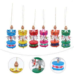 Decorative Figurines Mini Carousel Christmas Tree Pendant Toys Gazebo Merry-go-round Ornaments Creative Souvenir Supplies Yellow Peach Child