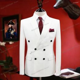 Men's Suits White Men Blazer Business Formal Office Coat Casual Work Prom Single Jacket Wedding Party Fashion Male Suit A21