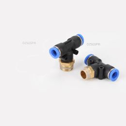 Air Connector Fitting T Shape Tee 6mm 8mm 10mm 12mm 4mm Hose Pipe to 1/8" 1/4" M5 3/8" 1/2" BSPT Male Thread Pneumatic Coupler