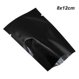 8x12 cm Black 200 Pcs Aluminium Foil Open Top Heat Seal Vacuum Pouch Vacuum Sealable Coffee Tea Food Storage Bag Mylar Foil Baggie for D 223O