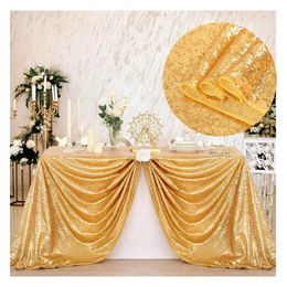 Table Cloth Gold Sequin Tablecloth 50x80 Inch -Rectangle Cover Overlay For Wedding Baby Birthday Cake Holiday Banquet Decoration